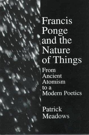 Couverture : Francis Ponge and the nature of things