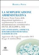 Couverture : La semplificazione amministrativa. Il Nuovo Testo Unico delle disposizioni legislative e regolamentari in materia di documentazione amministrativa