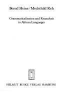 Couverture : Grammaticalization and reanalysis in african languages
