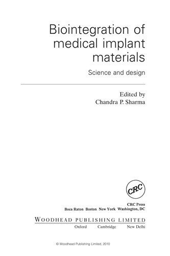 Couverture : Biointegration of medical implant materials
