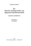 Couverture : Zur Phonetik, Schriftgeschichte und allgemeinen Sprachwissenschaft