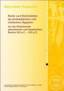 Couverture : Recht und Rechtsleben im ptolemäischen und römischen Ägypten