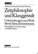 Couverture : Zeitphilosophie und Klanggestalt
