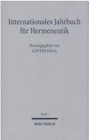 Couverture : Internationales Jahrbuch f ur Hermeneutik, Band 1