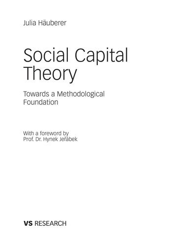 Couverture : Social capital theory