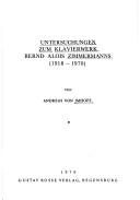 Couverture : Untersuchungen zum Klavierwerk Bernd Alois Zimmermanns (1918-1970)