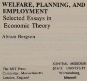Couverture : Welfare, planning, and employment