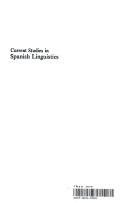 Couverture : Current studies in Spanish linguistics
