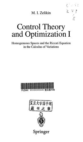 Couverture : Control theory and optimization I