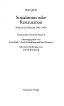 Couverture : Sozialismus oder Restauration