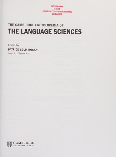 Couverture : The Cambridge encyclopedia of the language sciences
