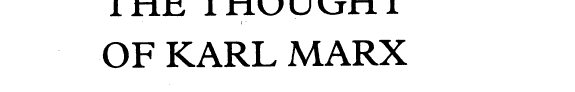 Couverture : The thought of Karl Marx