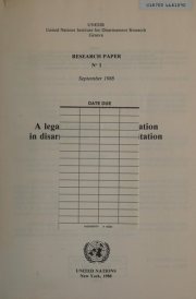 Couverture : Legal Approach to Verification in Disarmament or Arms Limitation (Research Papers (United Nations Institute for Disarmament Research))