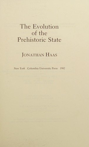 Couverture : The evolution of the prehistoric state