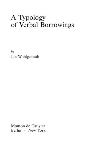 Couverture : A typology of verbal borrowings