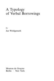 Couverture : A typology of verbal borrowings