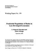 Couverture : Prudential regulation of banks in less developed economies