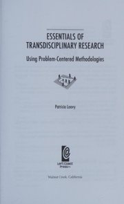 Couverture : Essentials of transdisciplinary research
