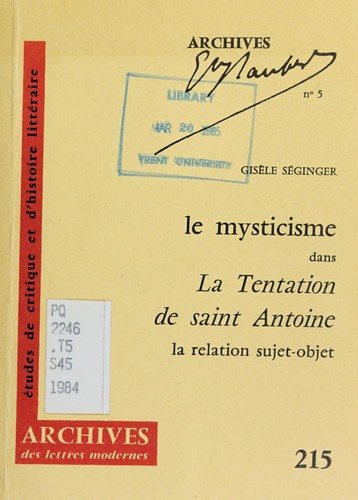 Couverture : Le mysticisme dans "La tentation de saint Antoine" de Flaubert