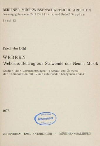 Couverture : Webern