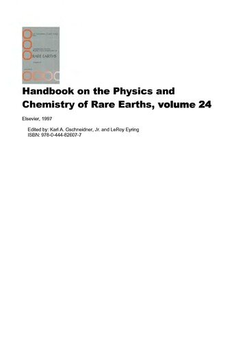 Couverture : Handbook on the Physics and Chemistry of Rare Earths 