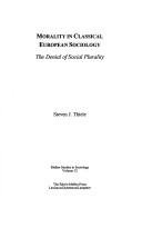 Couverture : Morality in classical European sociology