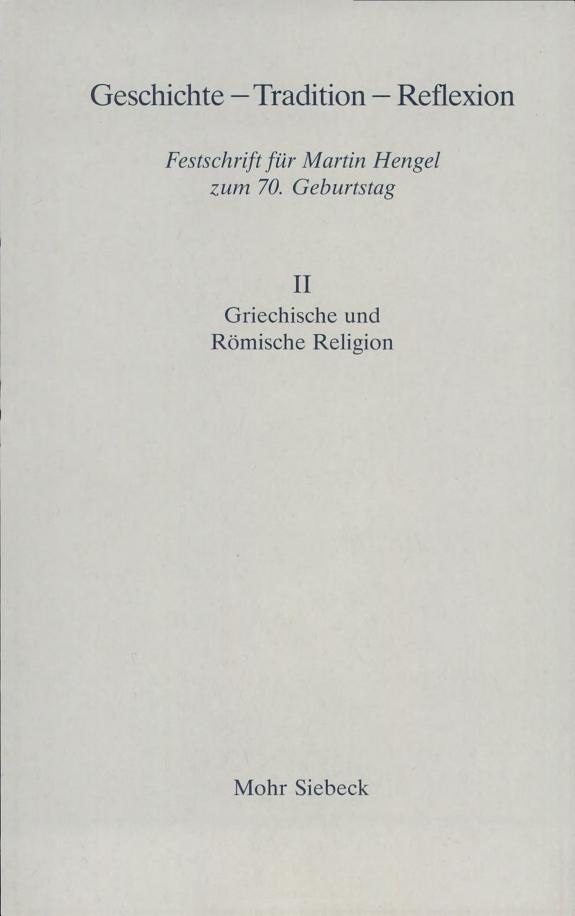 Couverture : Festschrift Fur Martin Hengel