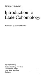 Couverture : Introduction to Étale cohomology