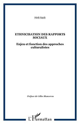 Couverture : Ethnicisation des rapports sociaux