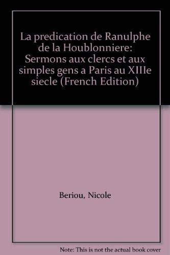 Couverture : La prédication de Ranulphe de la Houblonnière