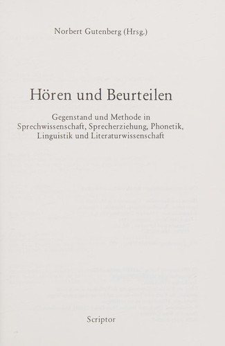 Couverture : Hören und Beurteilen