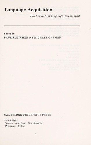 Couverture : Language acquisition