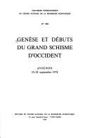 Couverture : Genèse et débuts du Grand Schisme d'Occident