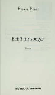 Couverture : Babil du songer