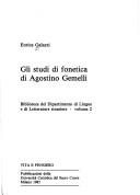 Couverture : Gli studi di fonetica di Agostino Gemelli