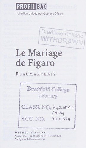 Couverture : "Le mariage de Figaro", Beaumarchais