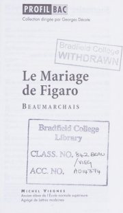 Couverture : "Le mariage de Figaro", Beaumarchais