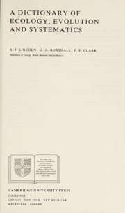 Couverture : A dictionary of ecology, evolution and systematics