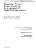 Couverture : Community advisory committees for the representation of socio-economic interests