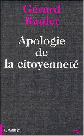 Couverture : Apologie de la citoyenneté
