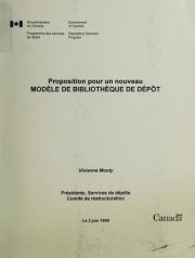 Couverture : Proposal for a revised model depository system