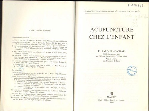 Couverture : Acupuncture chez l'enfant