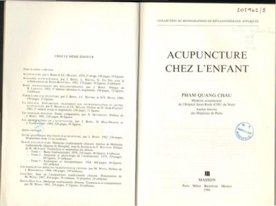 Couverture : Acupuncture chez l'enfant