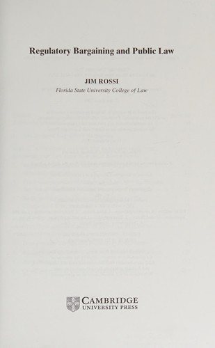 Couverture : REGULATORY BARGAINING AND PUBLIC LAW.