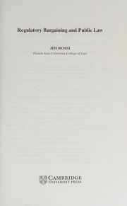 Couverture : REGULATORY BARGAINING AND PUBLIC LAW.
