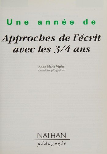 Couverture : Approches de l'écrit avec les 3-4 ans