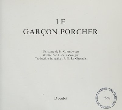Couverture : Garcon porcher (Le) (DIVERS DUCULOT)
