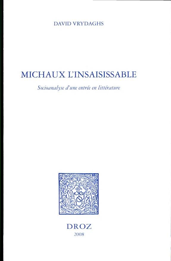 Couverture : Michaux l'insaisissable