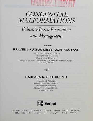 Couverture : Congenital malformations