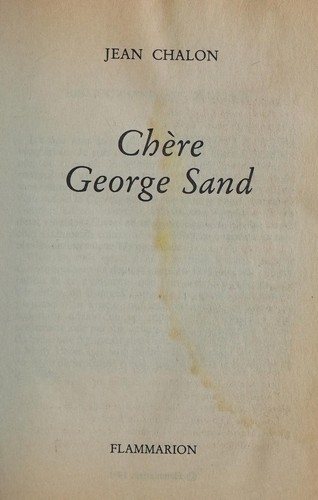 Couverture : Chère George Sand